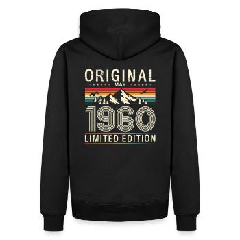 65ème Anniversaire Original Mai Millésime 1960 - Sweat à capuche Premium bio Homme - noir - Dos - Nico (187cm)
