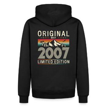 18. Geburtstag Geschenk Mann Original Mai 2007 - Männer Premium Bio Hoodie - Schwarz - Hinten - Nico (187cm)