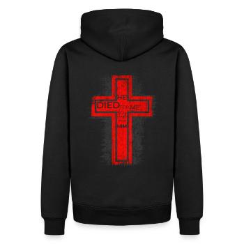 Jesus Christus Christliches Geschenk Wiedergeboren - Männer Premium Bio Hoodie - Schwarz - Hinten - Nico (187cm)