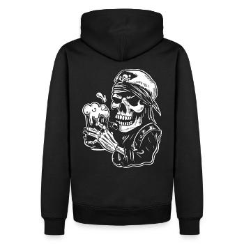 Drinking Dead Seamen "Aye Aye" - Men’s Premium Organic Hoodie - black - Back - Nico (187cm)