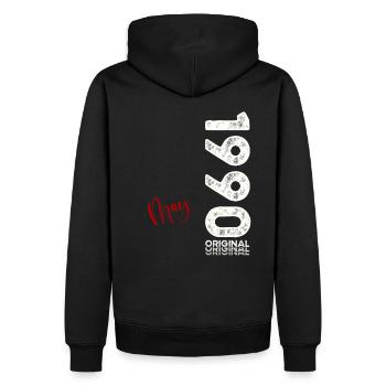 35ème anniversaire cadeau mari Original mai 1990 - Sweat à capuche Premium bio Homme - noir - Dos - Nico (187cm)