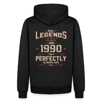 35ème anniversaire cadeau mari Original juin 1990 - Sweat à capuche Premium bio Homme - noir - Dos - Nico (187cm)