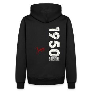 75ème Anniversaire Original Juin Millésime 1950 - Sweat à capuche Premium bio Homme - noir - Dos - Nico (187cm)