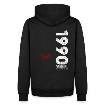 35ème anniversaire cadeau mari Original juin 1990 - Sweat à capuche Premium bio Homme - noir - Dos - Nico (187cm)