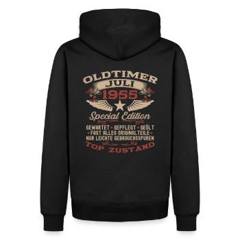 70. Geburtstag Oldtimer Juli Jahrgang 1955 - Männer Premium Bio Hoodie - Schwarz - Hinten - Nico (187cm)