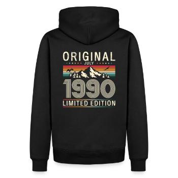 35ème anniversaire cadeau mari Original juillet 1990 - Sweat à capuche Premium bio Homme - noir - Dos - Nico (187cm)