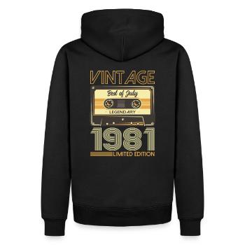 44th Birthday Cassette July Vintage 1981 - Men’s Premium Organic Hoodie - black - Back - Nico (187cm)