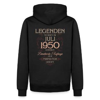 75ème Anniversaire Original Juillet Millésime 1950 - Sweat à capuche Premium bio Homme - noir - Dos - Nico (187cm)