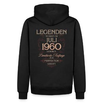 65e anniversaire Légende July Né en 1960 - Sweat à capuche Premium bio Homme - noir - Dos - Nico (187cm)