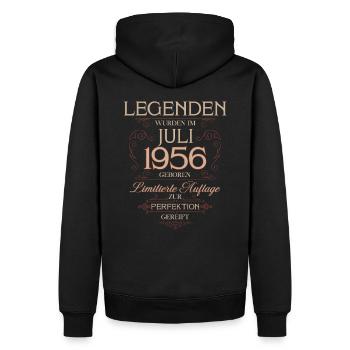 69e anniversaire Légende July Né en 1956 - Sweat à capuche Premium bio Homme - noir - Dos - Nico (187cm)