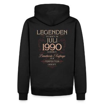 35ème anniversaire cadeau mari Original juillet 1990 - Sweat à capuche Premium bio Homme - noir - Dos - Nico (187cm)