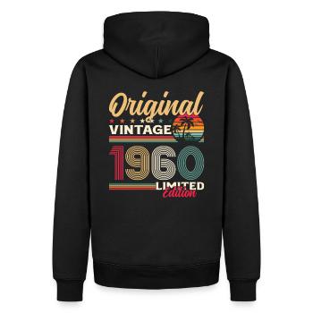 65. Geburtstag Original Jahrgang 1960 - Männer Premium Bio Hoodie - Schwarz - Hinten - Nico (187cm)