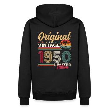 75ème Anniversaire Original Vintage 1950 - Sweat à capuche Premium bio Homme - noir - Dos - Nico (187cm)