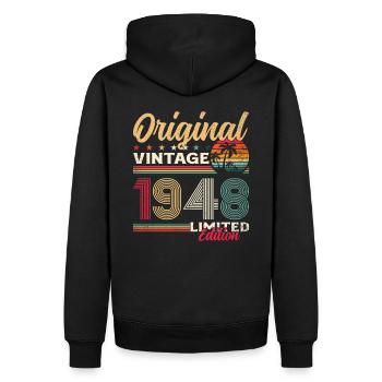 Légende du 77e anniversaire née en 1948 - Sweat à capuche Premium bio Homme - noir - Dos - Nico (187cm)