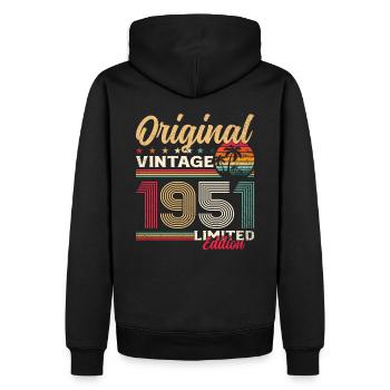 74th Birthday Original Vintage 1951 - Men’s Premium Organic Hoodie - black - Back - Nico (187cm)