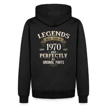Légende du 55e anniversaire née en 1970 - Sweat à capuche Premium bio Homme - noir - Dos - Nico (187cm)