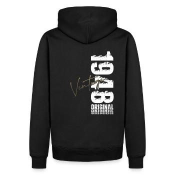 Légende du 77e anniversaire née en 1948 - Sweat à capuche Premium bio Homme - noir - Dos - Nico (187cm)