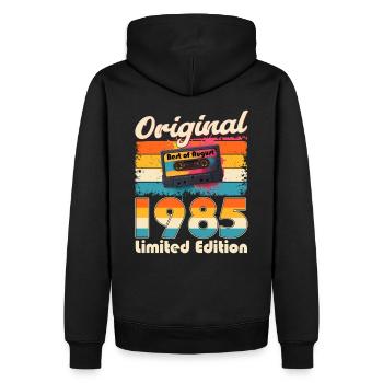Cassette 40ème anniversaire août millésime 85 orig. - Sweat à capuche Premium bio Homme - noir - Dos - Nico (187cm)