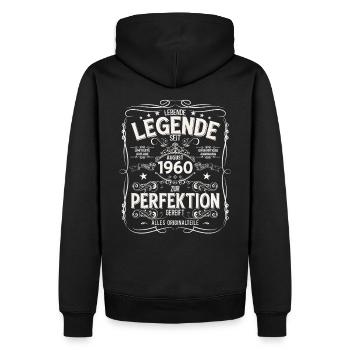 65e anniversaire Légende August Né en 1960 - Sweat à capuche Premium bio Homme - noir - Dos - Nico (187cm)