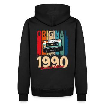 35ème Anniversaire Cassette Homme Original Août 1990 - Sweat à capuche Premium bio Homme - noir - Dos - Nico (187cm)