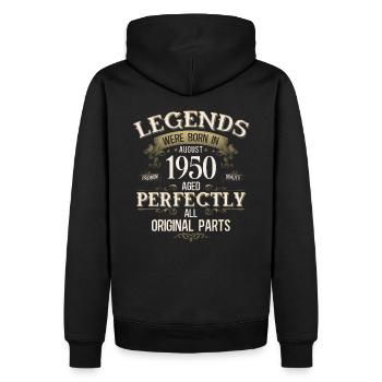 75ème Anniversaire Original Août Millésime 1950 - Sweat à capuche Premium bio Homme - noir - Dos - Nico (187cm)