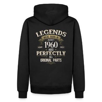 65e anniversaire Légende August Né en 1960 - Sweat à capuche Premium bio Homme - noir - Dos - Nico (187cm)