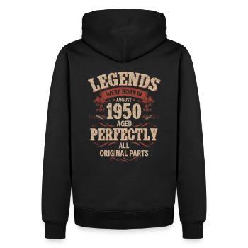 75ème Anniversaire Original Août Millésime 1950 - Sweat à capuche Premium bio Homme - noir - Dos - Nico (187cm)