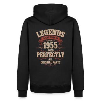 Légendes du 70e anniversaire Août 1955 - Sweat à capuche Premium bio Homme - noir - Dos - Nico (187cm)