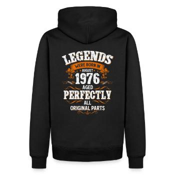 49ème Anniversaire Original Vintage Août 1976 - Sweat à capuche Premium bio Homme - noir - Dos - Nico (187cm)