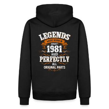 44th Birthday Legend August Born in 1981 - Men’s Premium Organic Hoodie - black - Back - Nico (187cm)