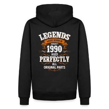 35ème anniversaire cadeau mari Original août 1990 - Sweat à capuche Premium bio Homme - noir - Dos - Nico (187cm)