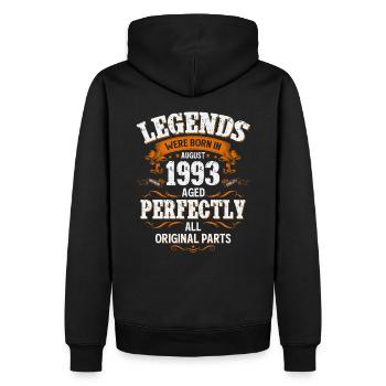 32ème Anniversaire Original Millésime Août 1993 - Sweat à capuche Premium bio Homme - noir - Dos - Nico (187cm)