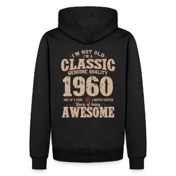 65. Geburtstag Original Jahrgang 1960 - Männer Premium Bio Hoodie - Schwarz - Hinten - Nico (187cm)