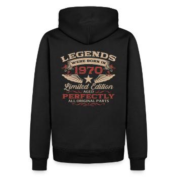 Légende du 55e anniversaire née en 1970 - Sweat à capuche Premium bio Homme - noir - Dos - Nico (187cm)