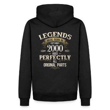 25ème Anniversaire Cadeau Légende Septembre 2000 - Sweat à capuche Premium bio Homme - noir - Dos - Nico (187cm)