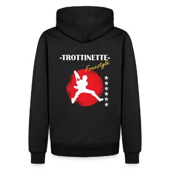 TROTTINETTE Roter Kreis - Männer Premium Bio Hoodie - Schwarz - Hinten - Nico (187cm)
