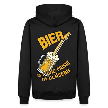 Bier ist wie Musik in Gläsern - Männer Premium Bio Hoodie - Schwarz - Hinten - Nico (187cm)