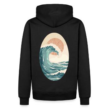 Vagues colorées et Sun Surf Design - Perfect Surf - Sweat à capuche Premium bio Homme - noir - Dos - Nico (187cm)