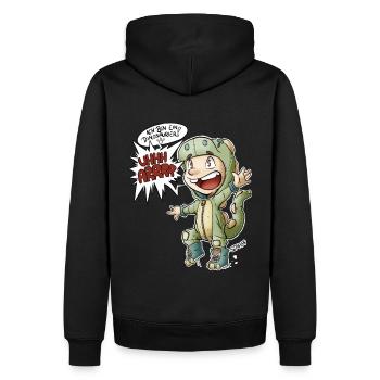 Ich bin ein Dinosaurier! - Männer Premium Bio Hoodie - Schwarz - Hinten - Nico (187cm)