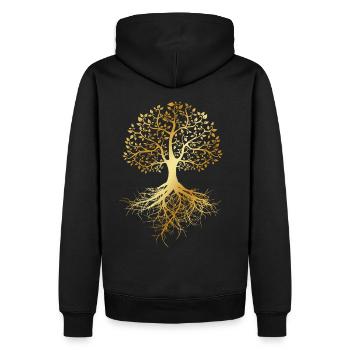 Baum des Lebens - Männer Premium Bio Hoodie - Schwarz - Hinten - Nico (187cm)