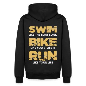 Triathlon - Triathlet - Männer Premium Bio Hoodie - Schwarz - Hinten - Nico (187cm)