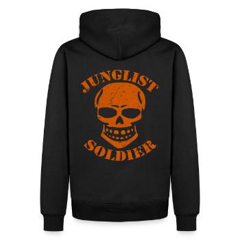 DNB Junglist Soldier Skull Drum n Bass 90s Sienna - Men’s Premium Organic Hoodie - black - Back - Nico (187cm)
