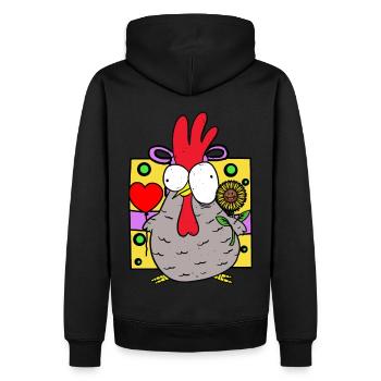 Cadeau d’anniversaire Poulet Tournesol Félicitations - Sweat à capuche Premium bio Homme - noir - Dos - Nico (187cm)