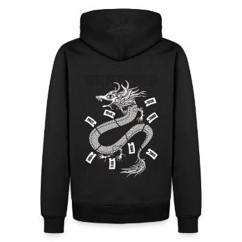 Année des Dragons - Sweat à capuche Premium bio Homme - noir - Dos - Nico (187cm)