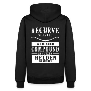 Bogenschießen Bogenschütze Recurve - Männer Premium Bio Hoodie - Schwarz - Hinten - Nico (187cm)
