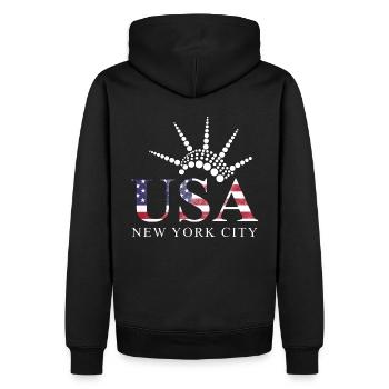 Drapeau des États-Unis Drapeau de New York Statue de la Liberté Cadeau - Sweat à capuche Premium bio Homme - noir - Dos - Nico (187cm)