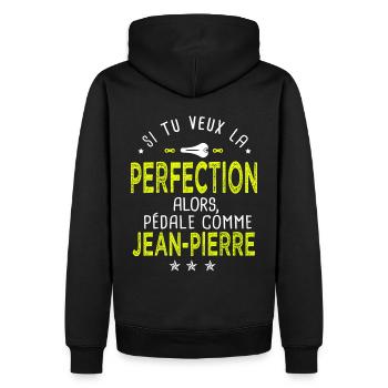 Jean pierre si tu veux la perfection vélo cycliste - Sweat à capuche Premium bio Homme - noir - Dos - Nico (187cm)