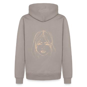 Woman face melon illustration - Men’s Premium Organic Hoodie - taupe - Back - Nico (187cm)