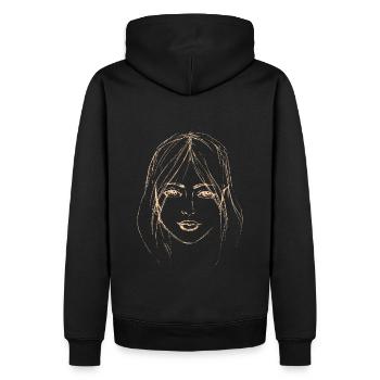 Illustration de melon de visage de femme - Sweat à capuche Premium bio Homme - noir - Dos - Nico (187cm)