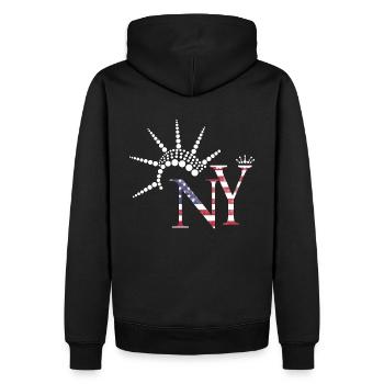 Drapeau des États-Unis Drapeau de New York Statue de la Liberté Cadeau - Sweat à capuche Premium bio Homme - noir - Dos - Nico (187cm)